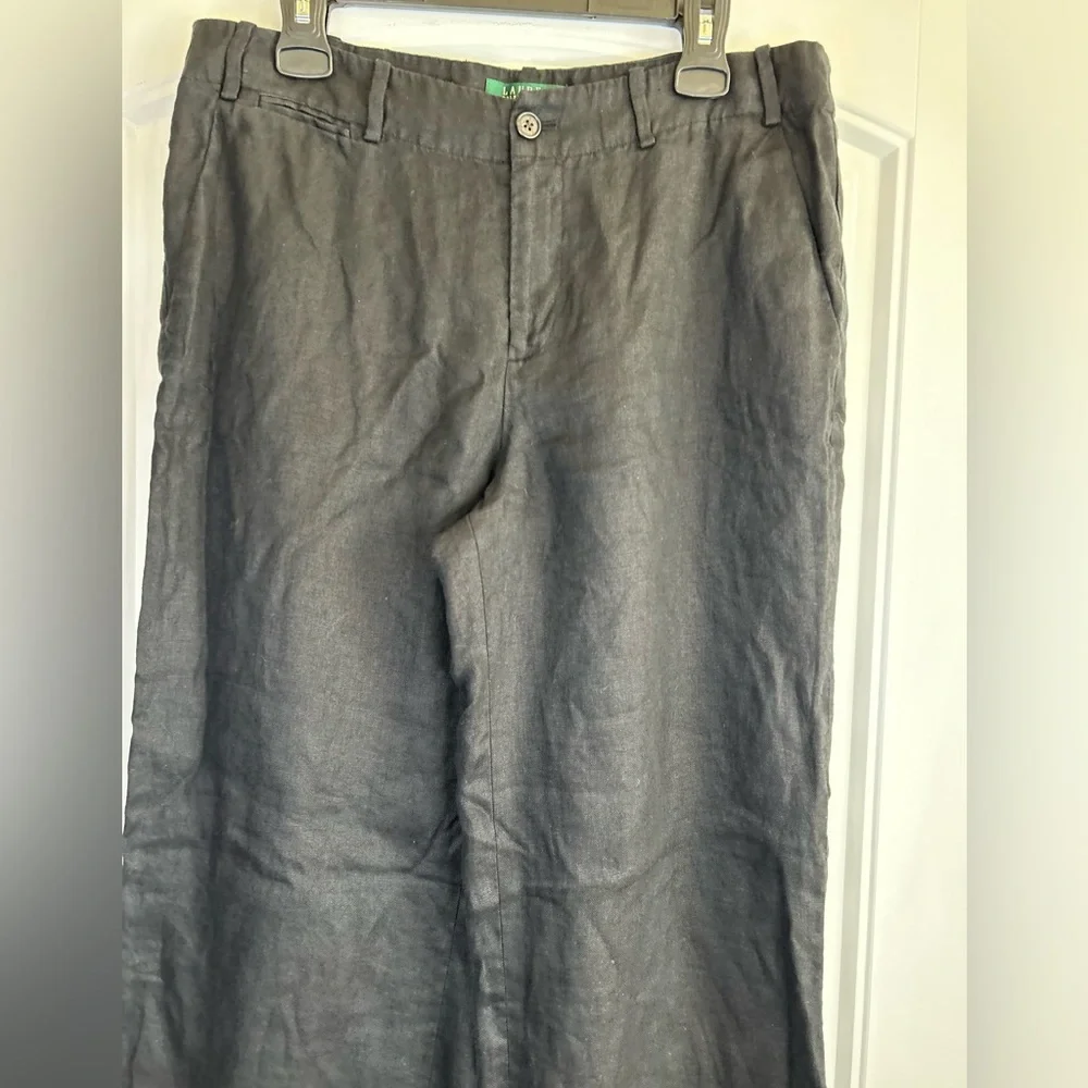 Lauren Ralph Lauren Gray 100% Linen Pants Sanderson Lined Green Label Women’s 12 - Picture 4 of 10